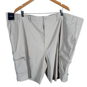 Roundtree & Yorke Performance Cargo Shorts Mens 52 Stone Ripstop 9" Inseam NEW